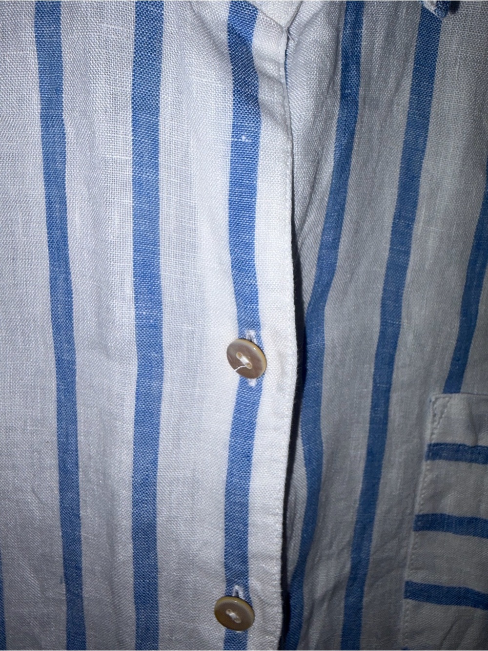 J. Jill Love Linen Blue White Striped Button Down Shirt - Picture 3 of 6